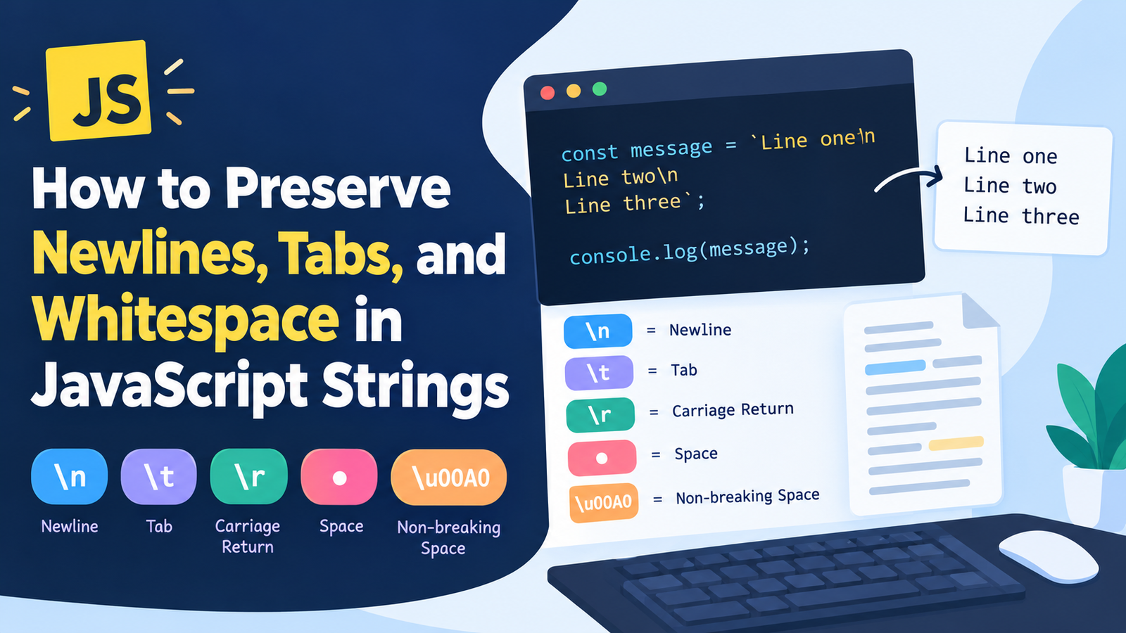 Preserving Whitespace in JavaScript Strings
